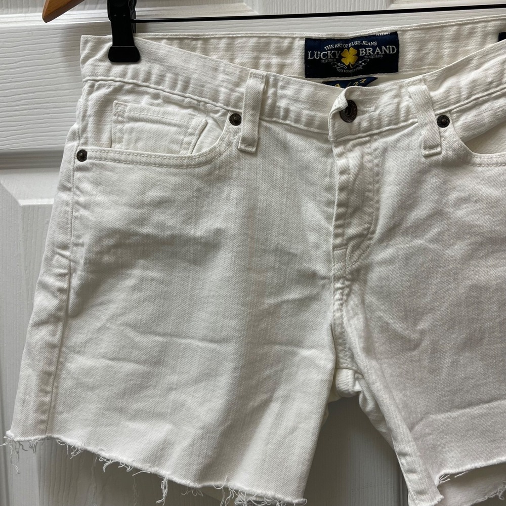 Lucky Brand Women's 4 / 27 Abbey Shorts White Denim Cut-Off Frayed Distressed